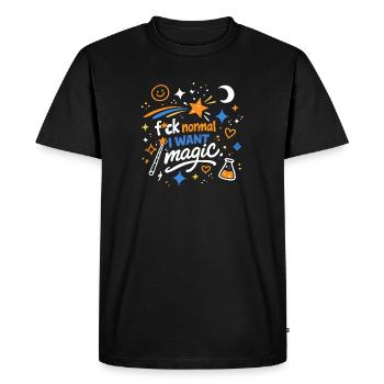 Magic instead of normality - Men's Premium Organic T-Shirt - black - Front - Nico (187cm)