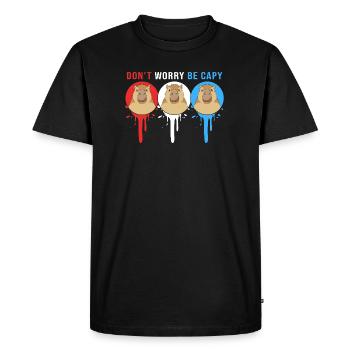 Dont Worry Be Cappy Capybara - Men's Premium Organic T-Shirt - black - Front - Nico (187cm)