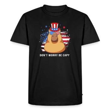 Ne t’inquiète pas, sois capy capybara - T-shirt Premium bio Homme - noir - Devant - Nico (187cm)