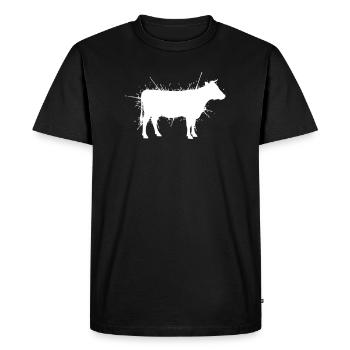 Cow Silhouette Grunge Splash Vector - Men's Premium Organic T-Shirt - black - Front - Nico (187cm)