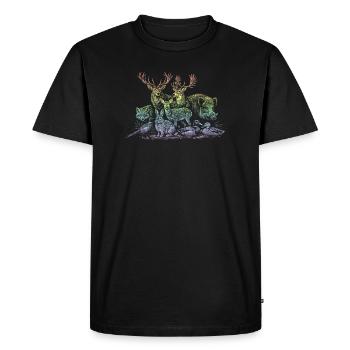 Herd of deer in the rainbow - Men's Premium Organic T-Shirt - black - Front - Nico (187cm)