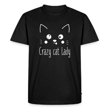 Folle Chat, Amante Drôle de Chats - T-shirt Premium bio Homme - noir - Devant - Nico (187cm)