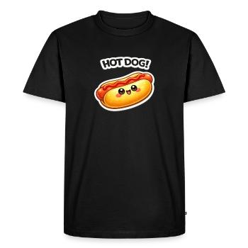 Motif d’autocollants de hot-dog Kawaii - T-shirt Premium bio Homme - noir - Devant - Nico (187cm)