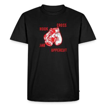 Boxing Hook Cross Jab Uppercut - Men's Premium Organic T-Shirt - black - Front - Nico (187cm)