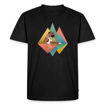 Boxer Dog Geometric - Men's Premium Organic T-Shirt - black - Front - Nico (187cm)