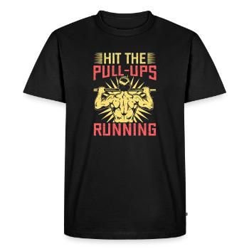 Les passionnés de fitness font les tractions en courant - T-shirt Premium bio Homme - noir - Devant - Nico (187cm)