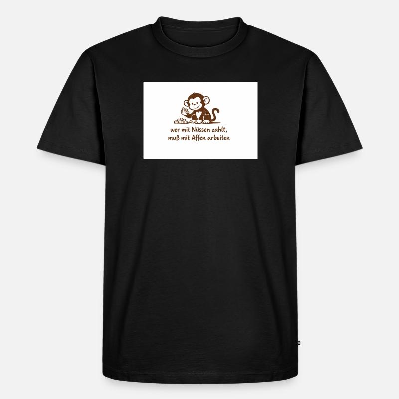 Arbeiteraffe_mit_Erdnuessen - Männer Premium Bio T-Shirt - Schwarz