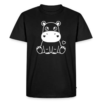 Cute Hippopotamus Baby Kawaii Heart - Men's Premium Organic T-Shirt - black - Front - Nico (187cm)