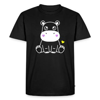 Cute Hippopotamus Baby Kawaii Heart - Men's Premium Organic T-Shirt - black - Front - Nico (187cm)