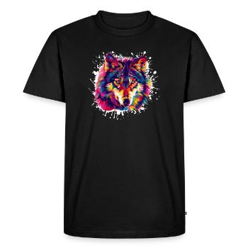 Animal de niveau Loup - T-shirt Premium bio Homme - noir - Devant - Nico (187cm)