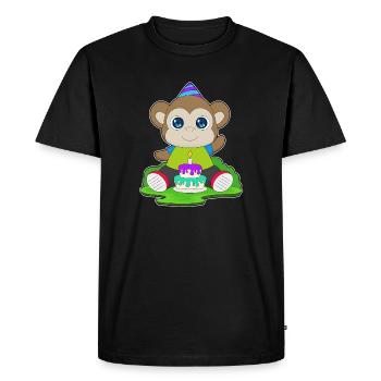 Monkey Birthday Cake - Men's Premium Organic T-Shirt - black - Front - Nico (187cm)