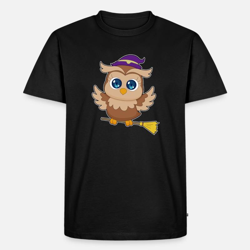 Eule Halloween Hexe - Männer Premium Bio T-Shirt - Schwarz