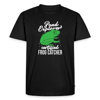 Frog Catcher Pond Explorer Certified Frog - Men's Premium Organic T-Shirt - black - Front - Nico (187cm)