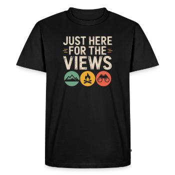 Just Here for the Views: Outdoors - Men's Premium Organic T-Shirt - black - Front - Nico (187cm)