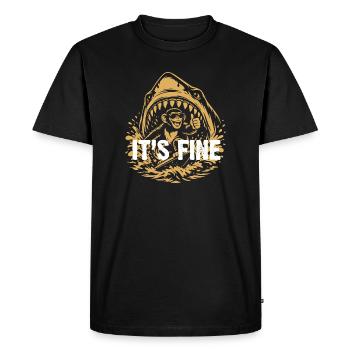 Its Fine Shark Monkey Graphic - Men's Premium Organic T-Shirt - black - Front - Nico (187cm)