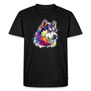 Art animalier de loup - T-shirt Premium bio Homme - noir - Devant - Nico (187cm)