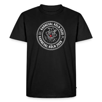 Carnaval de Cologne 2026 – Sceau officiel du bouffon - T-shirt Premium bio Homme - noir - Devant - Nico (187cm)