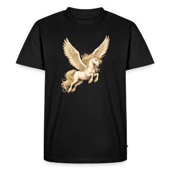Licorne ailée – Motif fantastique magique - T-shirt Premium bio Homme - noir - Devant - Nico (187cm)