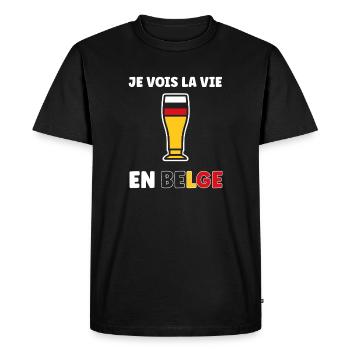La Vie Belge Verre Bière Stylisé - T-shirt Premium bio Homme - noir - Devant - Nico (187cm)