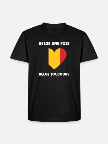 Belgische Herz-Trikolore - Männer Premium Bio T-Shirt - Schwarz