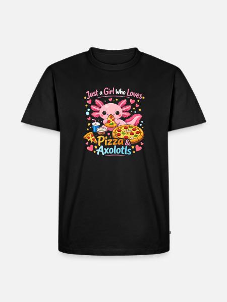 Pizza Axolotl Love Motif - Men's Premium Organic T-Shirt - black
