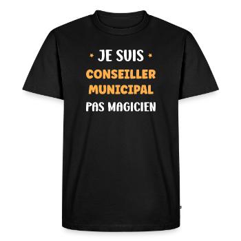 Je suis conseiller municipal pas magicien - T-shirt Premium bio Homme - noir - Devant - Nico (187cm)