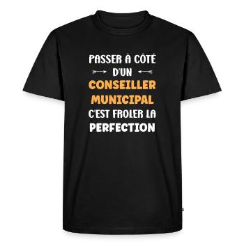 Côtoyer un conseiller municipal - T-shirt Premium bio Homme - noir - Devant - Nico (187cm)