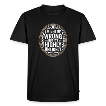 Je peux me tromper mais c’est un je-sais-tout très improbable - T-shirt Premium bio Homme - noir - Devant - Nico (187cm)