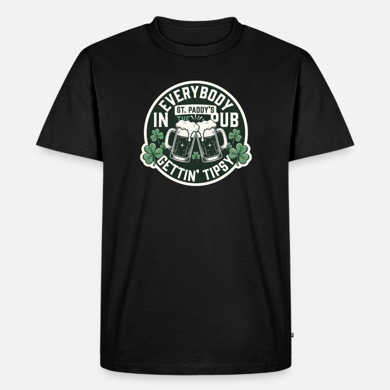 Alle werden beschwipst St. Patrick's Pub - Männer Premium Bio T-Shirt - Schwarz