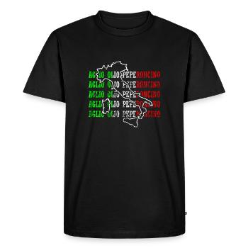 Souvenirs drôles d’huile à l’ail et piment en Italie - T-shirt Premium bio Homme - noir - Devant - Nico (187cm)