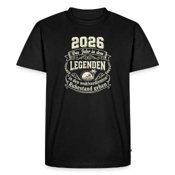 Don de légende pour retraité retraite 2026 - T-shirt Premium bio Homme - noir - Devant - Nico (187cm)