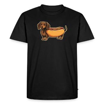Collant en pain de hot-dog teckel mignon - T-shirt Premium bio Homme - noir - Devant - Nico (187cm)