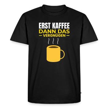 First coffee, then pleasure - Men's Premium Organic T-Shirt - black - Front - Nico (187cm)