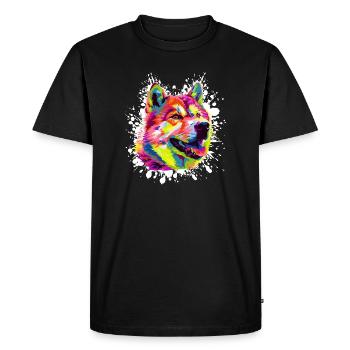 Colorful Dog Portrait in Pop Art Style - Men's Premium Organic T-Shirt - black - Front - Nico (187cm)