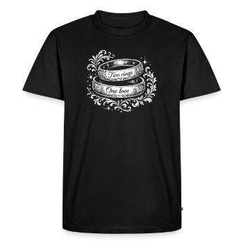Two rings, one love - Men's Premium Organic T-Shirt - black - Front - Nico (187cm)