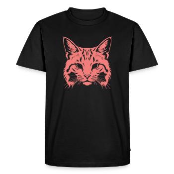 Silhouette de tête de chat - T-shirt Premium bio Homme - noir - Devant - Nico (187cm)