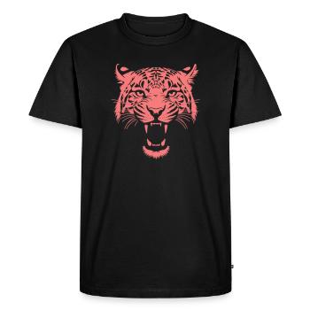 Tête de tigre néon rose - T-shirt Premium bio Homme - noir - Devant - Nico (187cm)