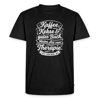 Coffee Cookies Books Therapy Design - Men's Premium Organic T-Shirt - black - Front - Nico (187cm)