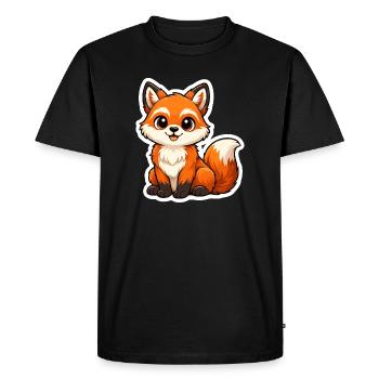 Cute Fox Motif in Cartoon Style - Men's Premium Organic T-Shirt - black - Front - Nico (187cm)