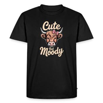 Highland Cattle Sayings Moody Funny Gift - Men's Premium Organic T-Shirt - black - Front - Nico (187cm)