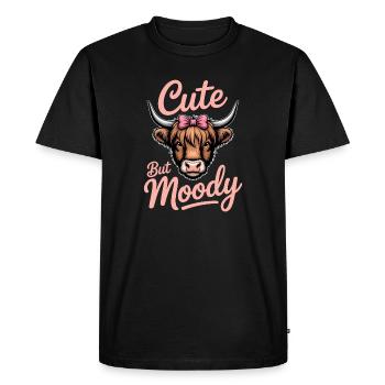 Highland Cattle Sayings Moody Funny Gift - Men's Premium Organic T-Shirt - black - Front - Nico (187cm)