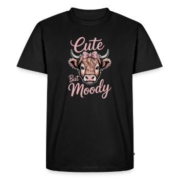 Highland Cattle Sayings Moody Funny Gift - Men's Premium Organic T-Shirt - black - Front - Nico (187cm)