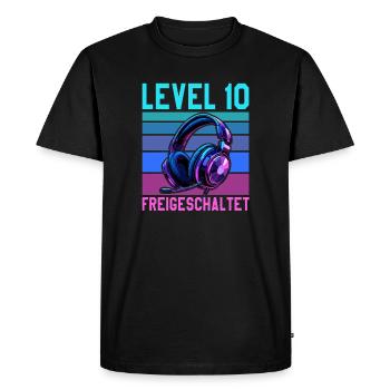 10e anniversaire Garçon Fille Gamer Niveau 10 ans - T-shirt Premium bio Homme - noir - Devant - Nico (187cm)