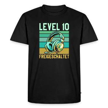 10e anniversaire Garçon Fille Gamer Niveau 10 ans - T-shirt Premium bio Homme - noir - Devant - Nico (187cm)