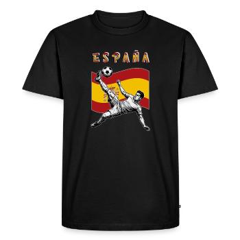 Football Spain Espana Flag Overhead kick - Men's Premium Organic T-Shirt - black - Front - Nico (187cm)