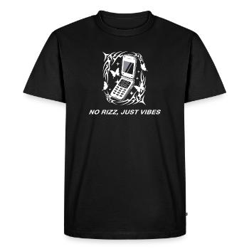 Pas de rizz, juste un téléphone portable vibrateur Y2K - T-shirt Premium bio Homme - noir - Devant - Nico (187cm)