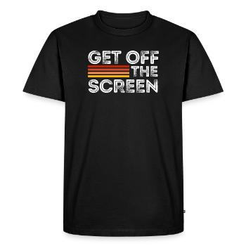 Get Off The Screen - Men's Premium Organic T-Shirt - black - Front - Nico (187cm)