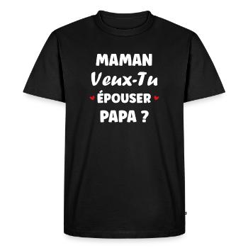Mom wants to marry Dad? Humorous design - Men's Premium Organic T-Shirt - black - Front - Nico (187cm)