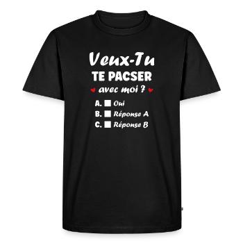 Veux-Tu te pacser ? Quiz romantique - T-shirt Premium bio Homme - noir - Devant - Nico (187cm)