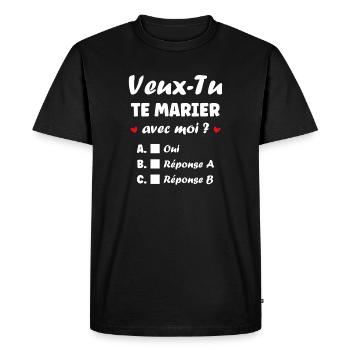 Proposition Mariage Interactif - T-shirt Premium bio Homme - noir - Devant - Nico (187cm)